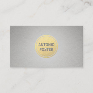 Elegant Faux Gold Foil Circle Grey Paper Designer Visitekaartje