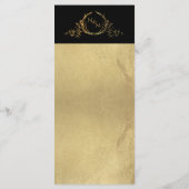 Elégant Faux Gold Foil Monogramme Mariage Menu (Dos)