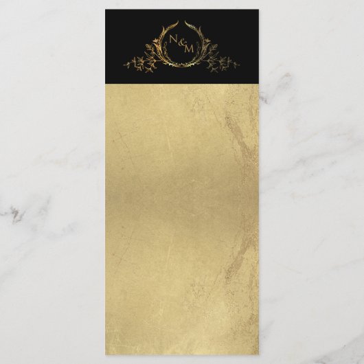 Elégant Faux Gold Foil Monogramme Mariage Menu (Dos)