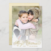 Elegant Faux Gold Foil Script-kerstkaart Feestdagenkaart (Voorkant / Achterkant)