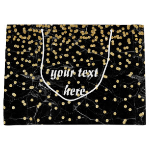 elegant faux gold glitter confetti zwarte marmer groot cadeauzakje