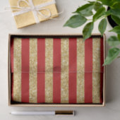 Elegant Faux Gold Glitter en Red Stripe Pattern Tissuepapier (Geschenk)