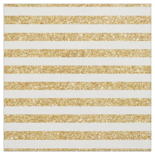 Elegant Faux Gold Glitter en White Stripe Pattern Stof