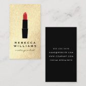 Elegant Faux Gold Glitter Lipstick Visitekaartje (Voorkant / Achterkant)