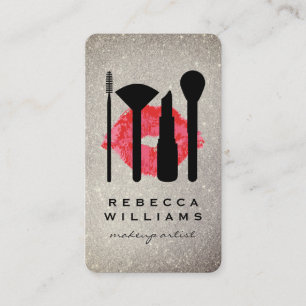 Elegant Faux Gold Glitter Makeup Set / Kiss Visitekaartje