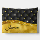 Elegant faux Gold glitter monogram zwarte diamant Etui (Voorkant)