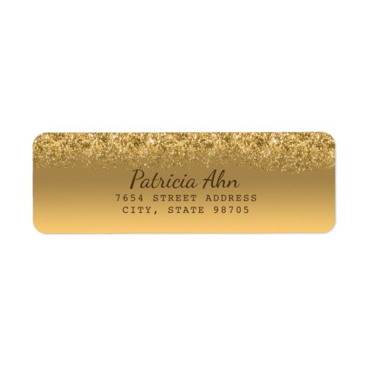 Elegant Faux Gold Glitter Return Address Label (Voorkant)