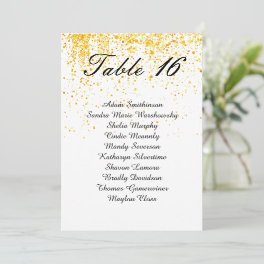Elegant Faux gold glitter Table Number Aankondiging (Staand voorkant)