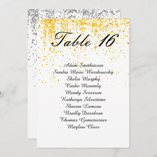 Elegant Faux gold glitter Table Number Aankondiging (Voorkant / Achterkant)