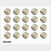 Elegant Faux Gold, Grey White Marbled Wedding Ronde Sticker (Vel)