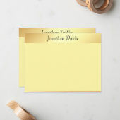 Elegant Faux Gold Handwrited Script-Sjabloon Notitiekaartje (Voorkant / Achterkant in situ)