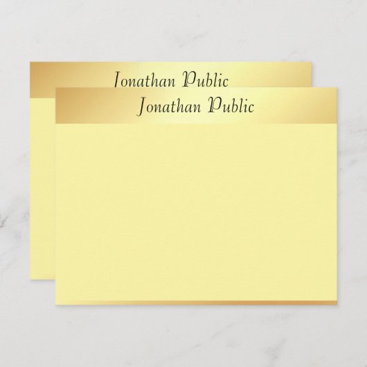 Elegant Faux Gold Handwrited Script-Sjabloon Notitiekaartje (Voorkant / Achterkant)