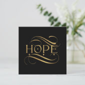 Elegant Faux Gold Hope Calligraphy Script op Black Feestdagenkaart (Staand voorkant)
