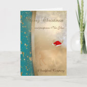 Elegant Faux Gold Kerstmis Deer Santa Hat,Bedrijf Feestdagen Kaart (Voorkant)