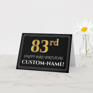 Elegant Faux Gold Kijk "83rd" Birthday + naam Kaart