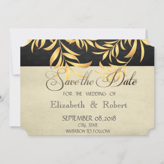 Elegant Faux Gold laat de datum op Save The Date (Voorkant)