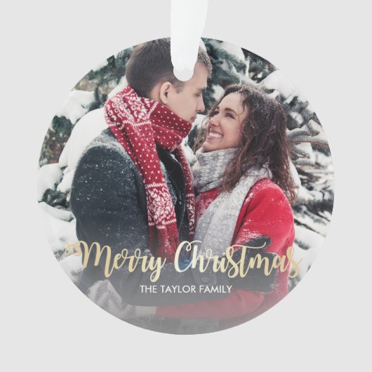 Elegant faux gold Merry-kerstfoto Ornament (voorkant)