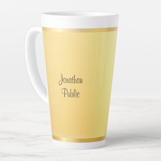 Elegant Faux Gold Modern Handgeschreven Script Latte Mok (Linkerhoek)