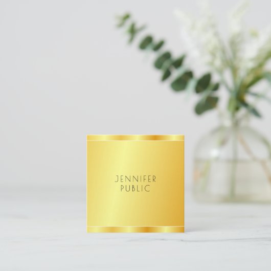 Elegant Faux Gold Modern Professional Sjabloon Vierkante Visitekaartje (Staand voorkant)