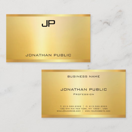 Elegant Faux Gold Moderne Sjabloon Professional Visitekaartje (Voorkant / Achterkant)