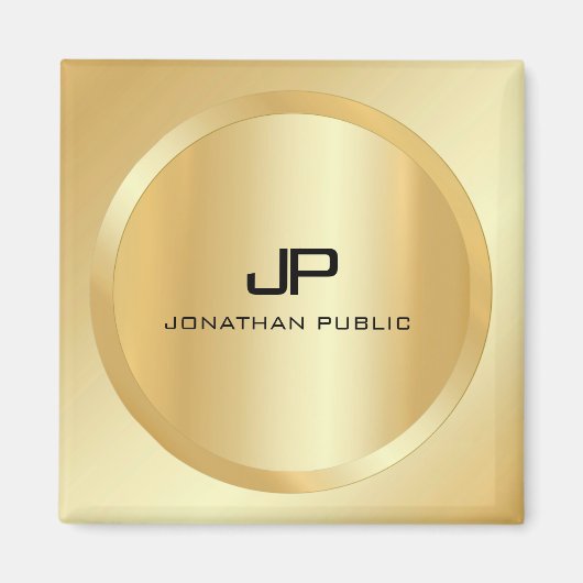 Elegant Faux Gold Monogram Moderne Aangepaste Sjab Magneet (Voorkant)