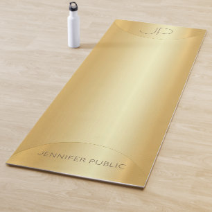 Elegant Faux Gold Monogram Trendy Fitness Yogamat