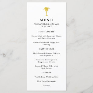 Elégant Faux Gold Palm Tree menu Mariage