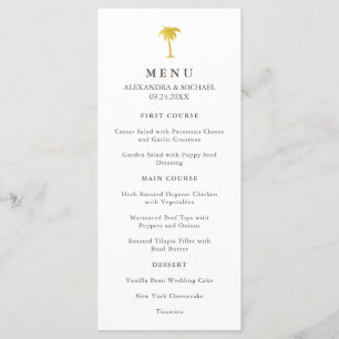 Elégant Faux Gold Palm Tree menu Mariage   Vert