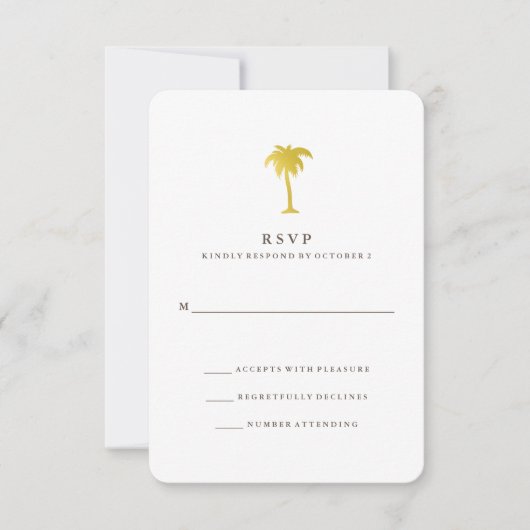Elégant Faux Gold Palm Tree RSVP | Vert (Devant)