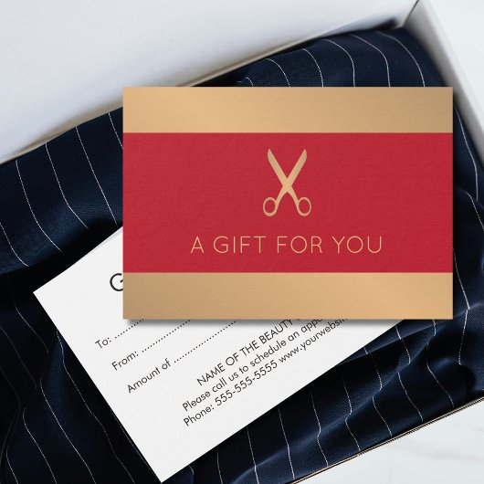 Elégant Faux Gold Red Beauty Salon