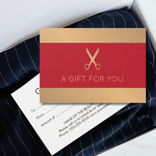 Elegant Faux Gold Red Beauty Salon Visitekaartje