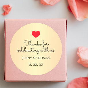 Elegant Faux Gold Red Heart Weddenschap Hartelijk Ronde Sticker