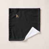 Élégant Faux Gold Script Monogramme Noir (Gant de toilette)