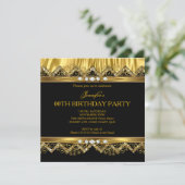 Elegant Faux Gold Silk Black Diamond Invitation Kaart (Staand voorkant)