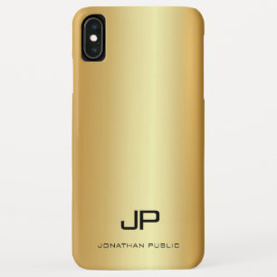 Elegant Faux Gold Sjabloon Modern Monogram Naam iPhone XS Max Hoesje