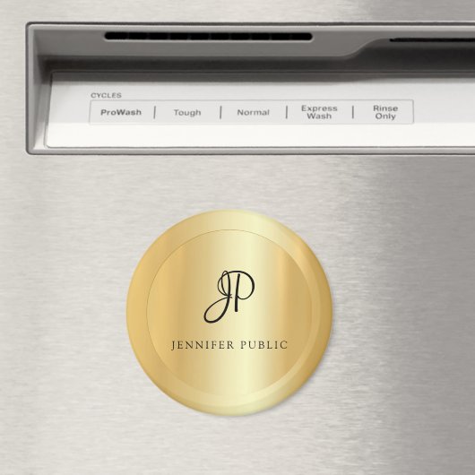 Elegant Faux Gold Sjabloon Monogram Moderne Grote Magneet (Insitu (Vaatwasser))