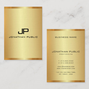 Elegant Faux Gold Vertical Initiaal Monogram Elega Visitekaartje