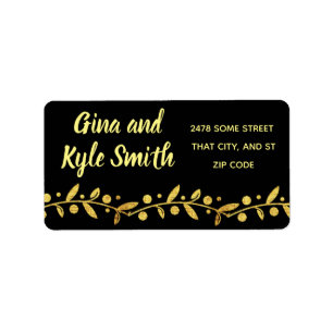 Elegant Faux Gold Vines Mailing Adresetiketten Etiket