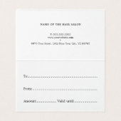 Élégant Faux Gold White Hair Certificat cadeau (Inside Unfolded)