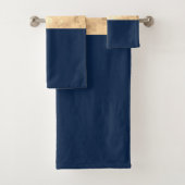 elegant faux goud, blauw van de marine, witte stre bad handdoek (Insitu)