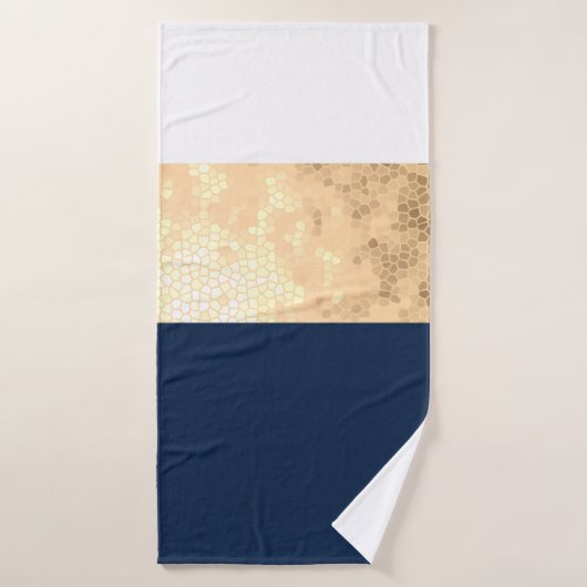 elegant faux goud, blauw van de marine, witte stre bad handdoek (Badhanddoek)