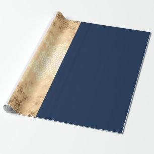 elegant faux goud, blauw van de marine, witte stre cadeaupapier