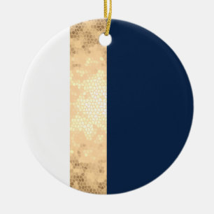 elegant faux goud, blauw van de marine, witte stre keramisch ornament