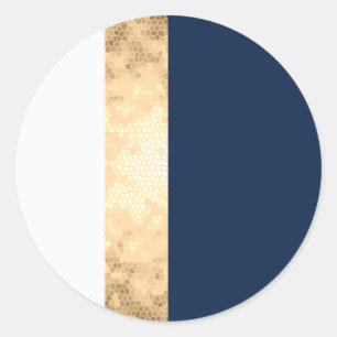 elegant faux goud, blauw van de marine, witte stre ronde sticker