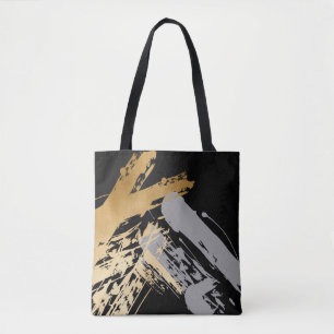 elegant faux goud en grijze borstels tote bag
