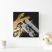 elegant faux goud en grijze borstels vierkante klok (Huis)