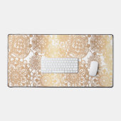 Elegant Faux Goud en Wit Mandala Patroon Bureaumat (Keyboard & Muis)