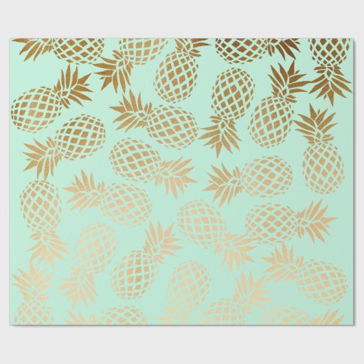 elegant faux goud tropisch anananaseppatroon cadeaupapier (Vlak)