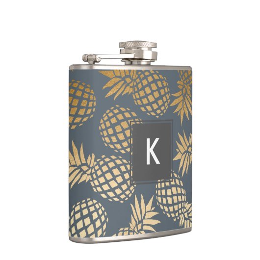 elegant faux goud tropisch anananaseppatroon heupfles (Rechts)