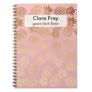 elegant faux goud tropisch anananaseppatroon notitieboek
